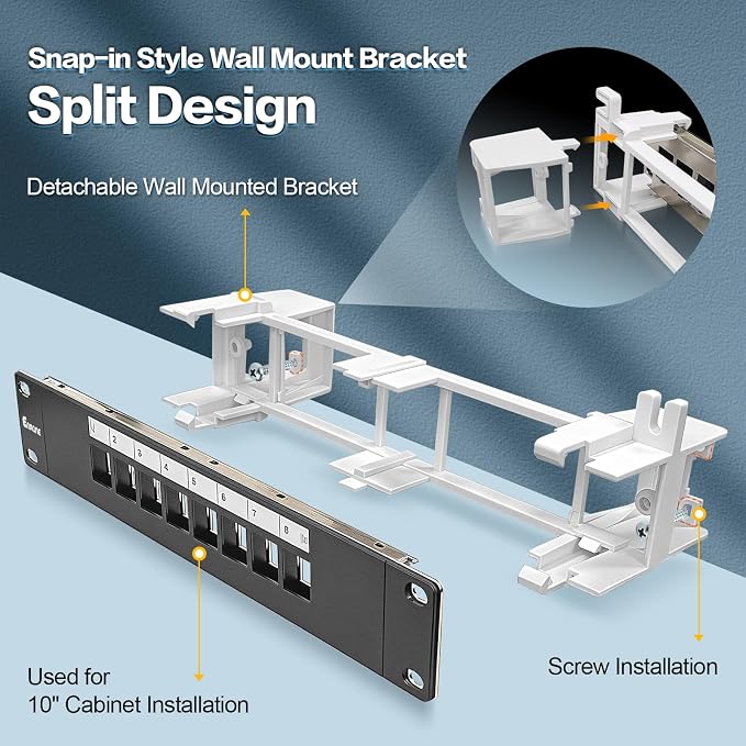 8 Port Blank Keystone Patch Panel Wall Mount 10inch - Image 3
