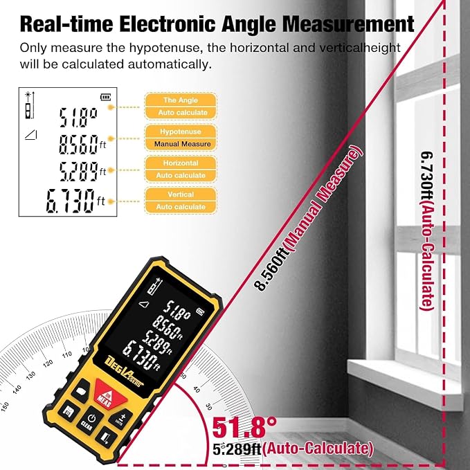 Laser Measurement Tool, DEGLASERS 328 Feet Laser Measure - Image 3