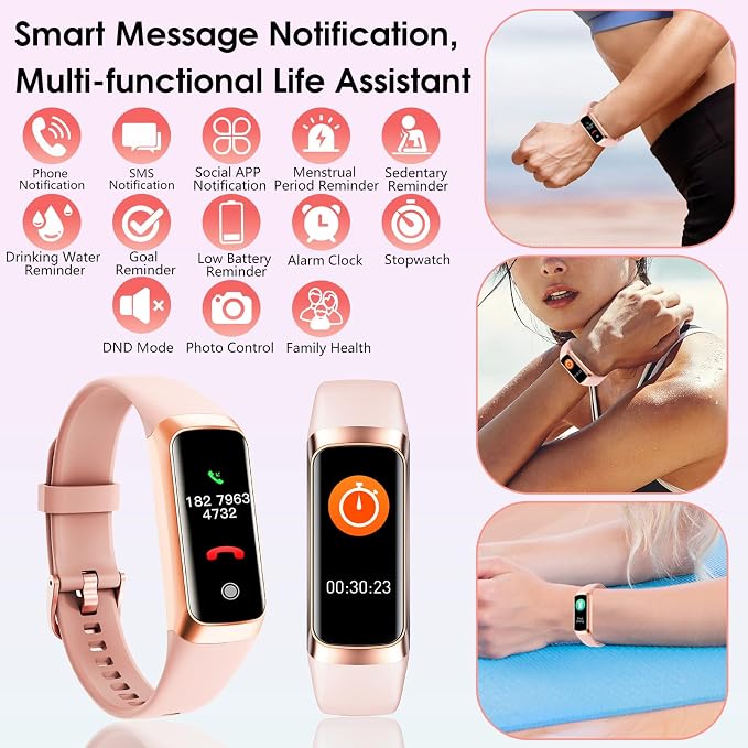 Fitness Tracker, 24/7 Heart Rate Blood Oxygen Blood Pressure Body Temp Monitor - Image 5
