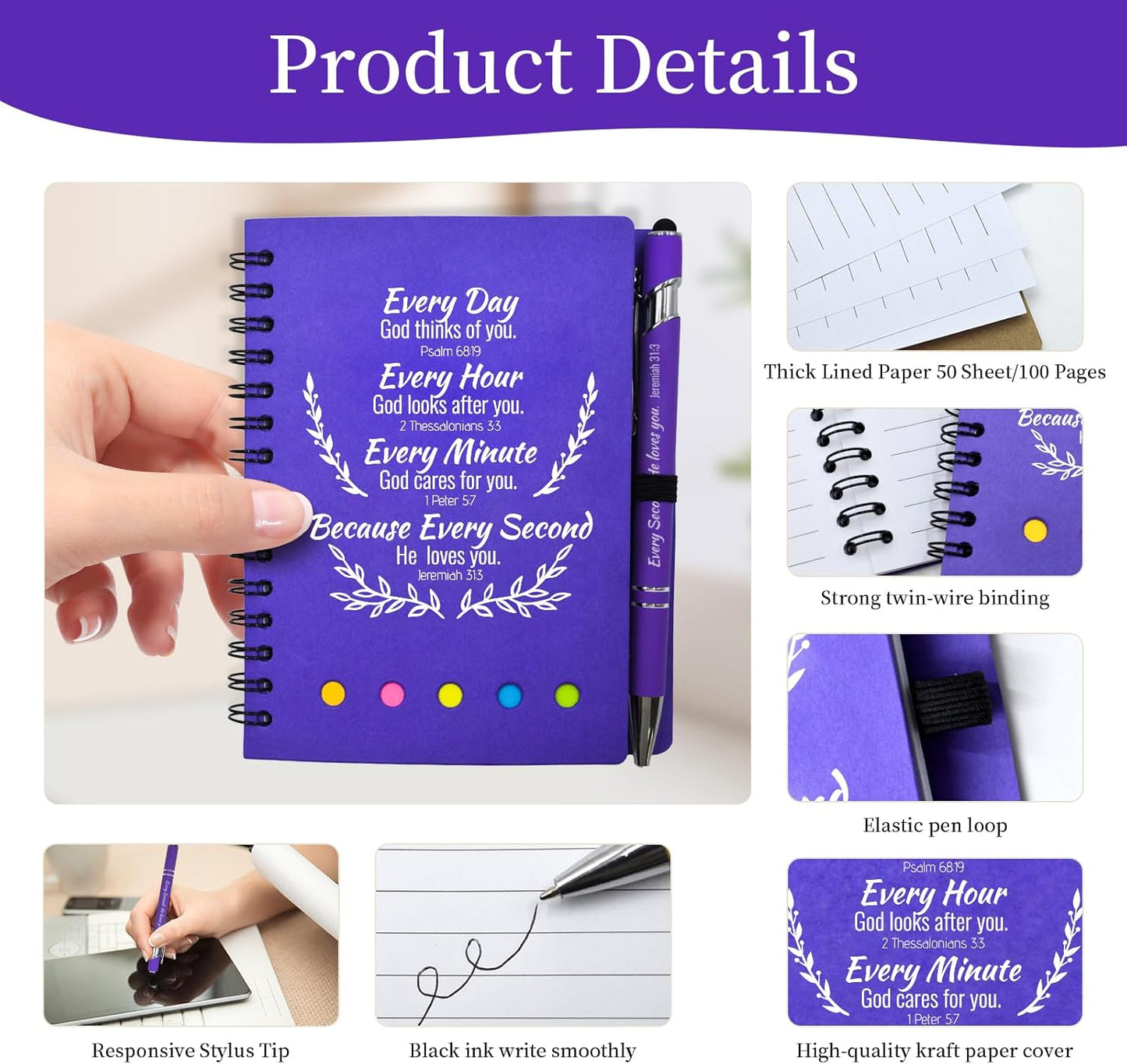 400 Pcs Bulk Christian Gifts Prayer Journal for Woman - 200 Set Religious Notepad with Christian Pen - Bible Notebook - Church Gifts for Inspirational, Bible Study, Devotions (Colorful)