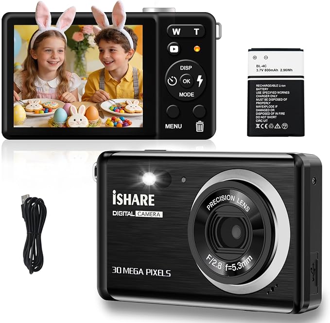 Digital Camera 30MP FHD 1080P Point and Shoot Camera by ISHARE
