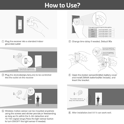 RAYZEEK Wireless Motion Sensor Plug Kits, No-Wire Mini PIR Sensor Switch - Image 9