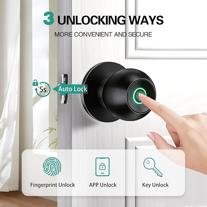 Smart Door Knob, Fingerprint Door Knob, Biometric Smart Door Lock - Image 2