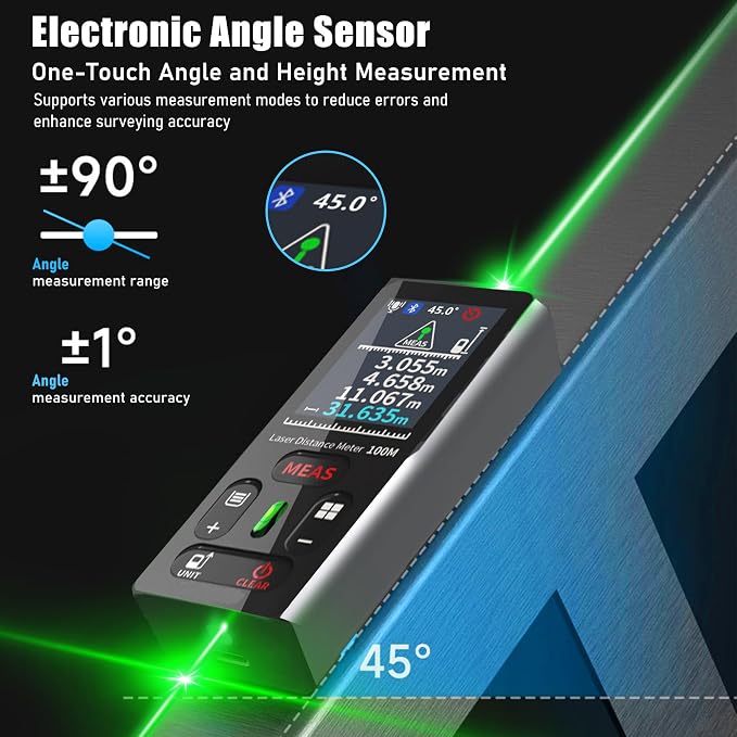 ZC-L387 Laser Measuring Tool 328Ft /100m Dual Green Laser Rangefinder Green - Image 9