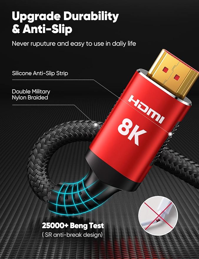 Snowkids 8K HDMI Cable 2.1 Long 15FT 2-Pack, Ultra 48Gbps High Speed 8K@60Hz - Image 4