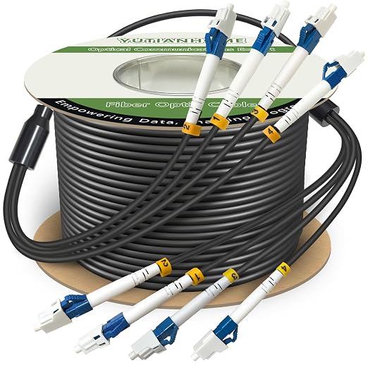 500 Meters 4 Core Industrial TPU LC to LC Outdoor Armored Fiber Optic Cable by YUTIANHOME