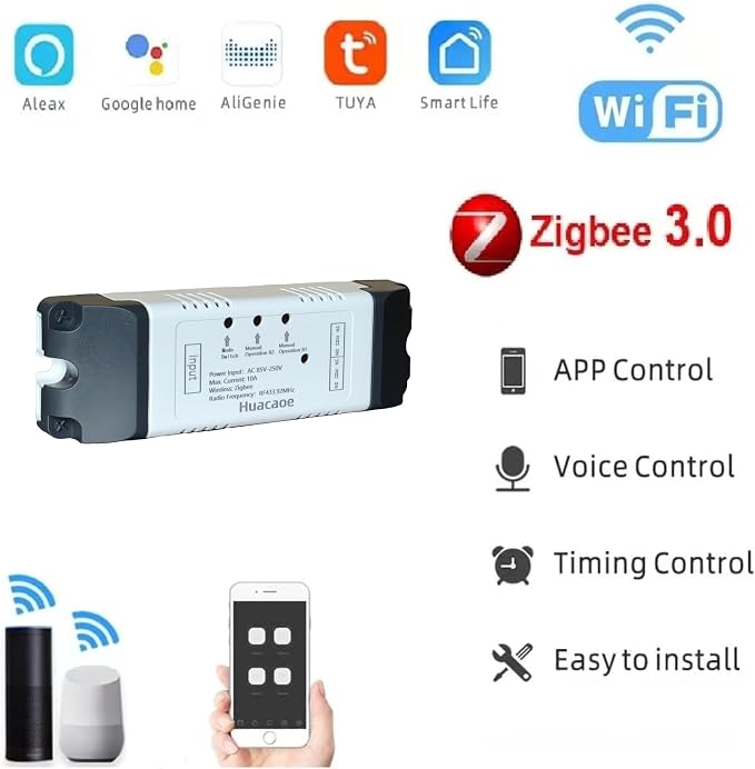 Zigbee 2CH AC 85-250V Relay Smart Switch Module, Wireless APP Remote Control - Image 3