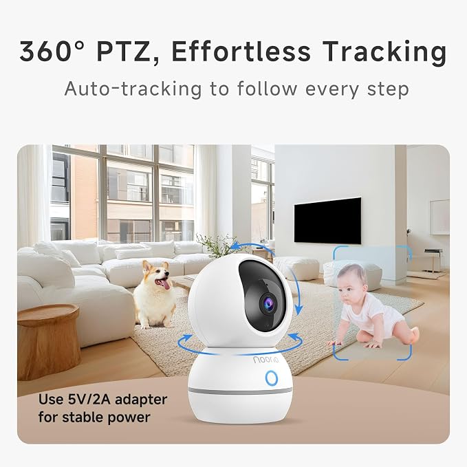 Noorio 2K Wired Security Camera Indoor, Pan/Tilt Pet Camera - Image 7