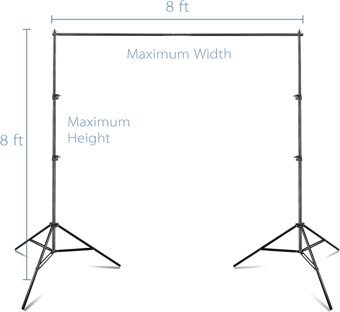 EMART Photography Backdrop Stand, 8 x 8 ft Adjustable Photo Background Holder - Image 2