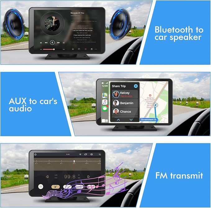 Capapro 7" HD Portable Carplay Wireless Touch Screen Double Din Car Stereo - Image 4