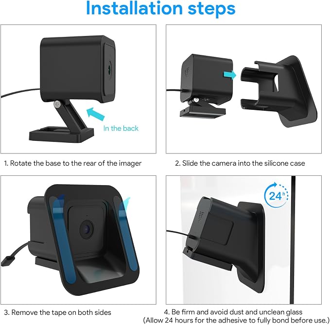 Window Mount for Wyze Cam V4/V3/V3 Pro, 20 Degree Tilt, No Screws, Self-Adhesive - Image 3