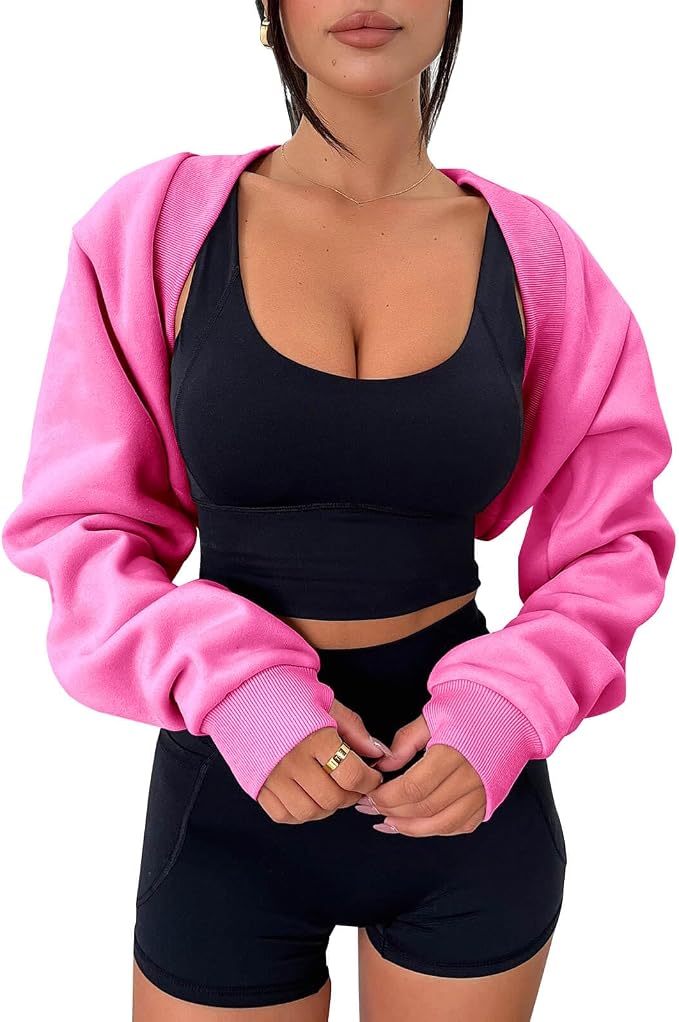 Zwurew Women's Bolero Shrug Long Sleeve Cropped Sweatshirt by Zwurew