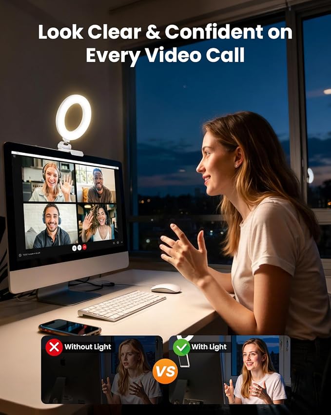 Ring Light for Laptop Desk Clip On, Small Computer Video Conference Lighting - Image 3
