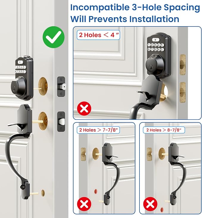 Veise Fingerprint Door Lock Set, Keyless Entry Door Lock, Front Handle Set - Image 10