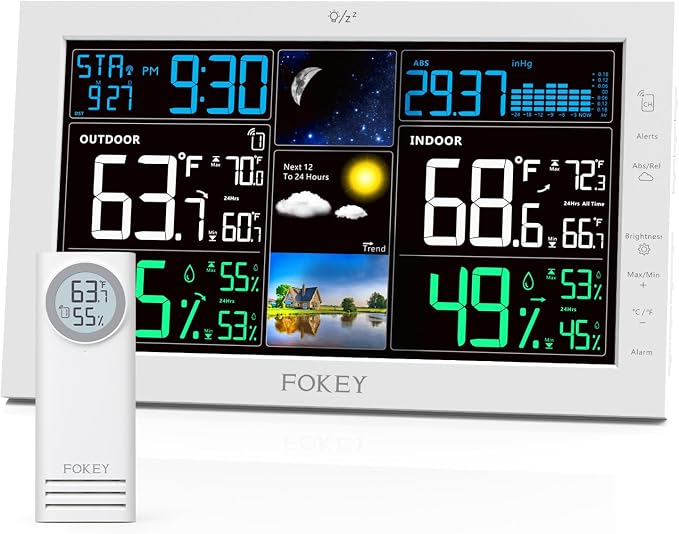 Weather Station Wireless Indoor Outdoor, Indoor Outdoor Thermometer Wireless by FOKEYDIRECT