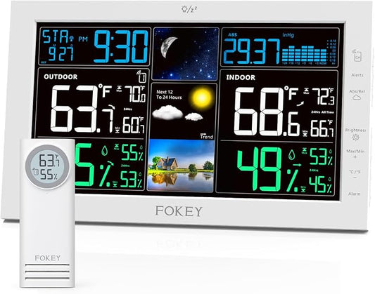 Weather Station Wireless Indoor Outdoor, Indoor Outdoor Thermometer Wireless by FOKEYDIRECT