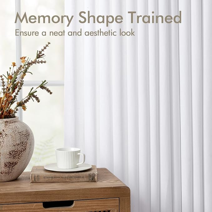 ANRODUO Memory Trained Pinch Pleated Curtains 90 Inches Long, Viral Linen Pinch - Image 2