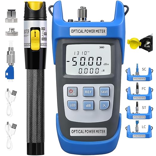 2-Piece Rechargeable high-Precision Optical Power Meter A-C510A Fiber Tester & by Sumchan