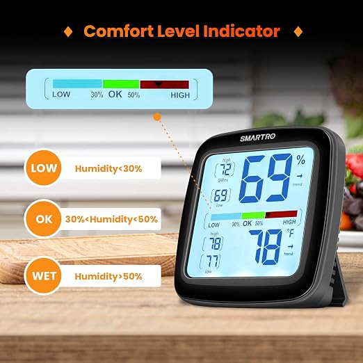 SMARTRO SC42 Professional Digital Hygrometer Indoor Thermometer Room Humidity - Image 4