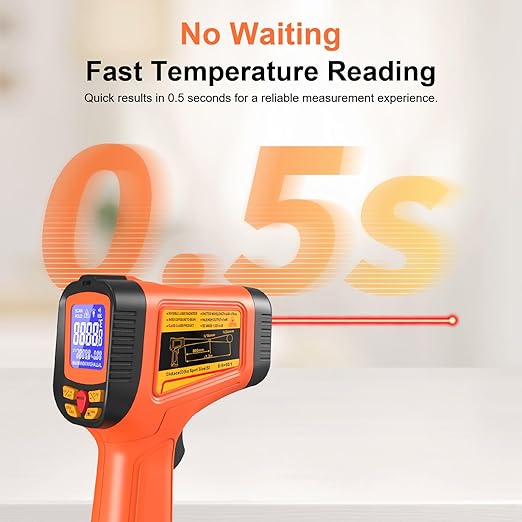 -58°F to 2732°F Digital Infrared Thermometer Gun, 50:1 Distance Ratio Laser - Image 5