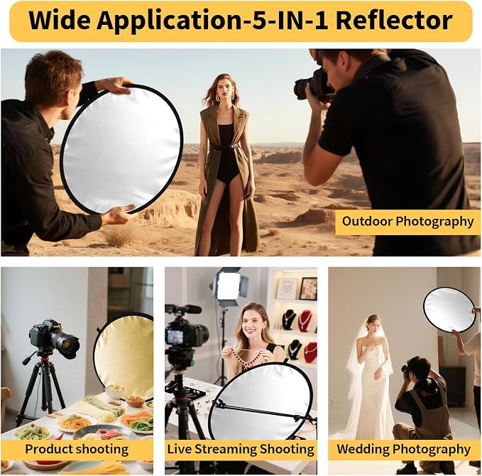 24/32/43/52in Light Reflectors for Photography, 5 in 1 Light Diffuser - Image 5