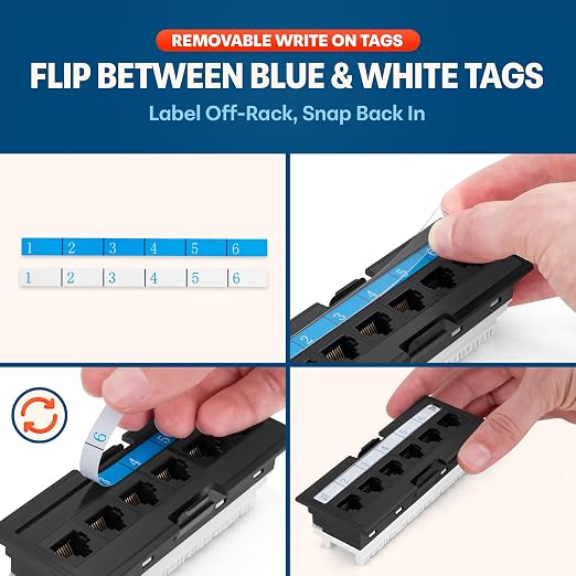 Everest RJ45 24 Port Cat6 / 6A Patch Panel – Modular 6-Port Removable Panels - Image 5