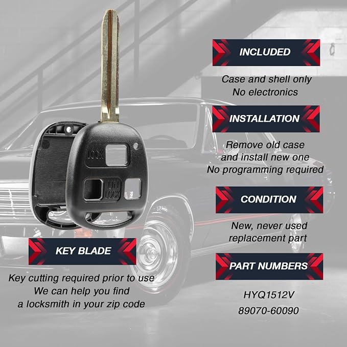 Key Fob Keyless Entry Remote Shell Case & Pad fits 1998-2007 Toyota Land - Image 4