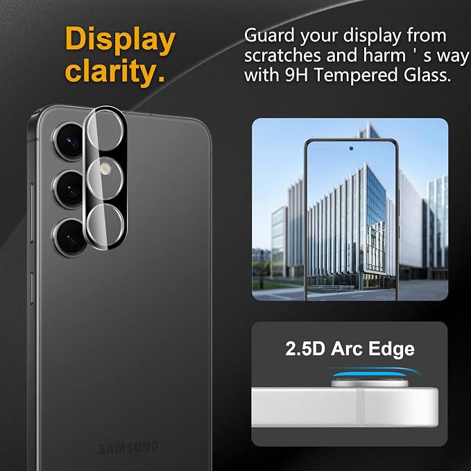 3 Pack Camera Lens Protector for Samsung Galaxy S24/S23/S23 Plus, Tempered Glass - Image 2