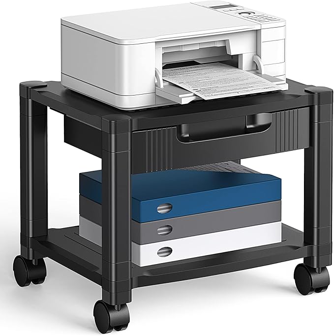 HUANUO Printer Stand with Cable Management and Storage Drawer, Printer Table by HUANUO