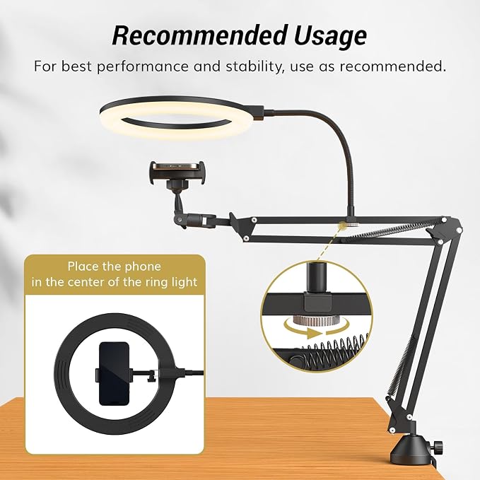 TONOR Overhead Ring Light Kit, Adjustable Angle, Suitable - Image 8