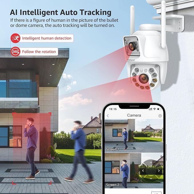 BOAVISION 5G/2.4G WiFi Outdoor Security Camera, Wireless PTZ Dual Lens - Image 4