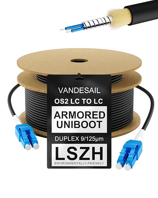 150M Uniboot LC to LC Single Mode Fiber Patch Cable，OS2 Outdoor Armored Fiber by VANDESAIL