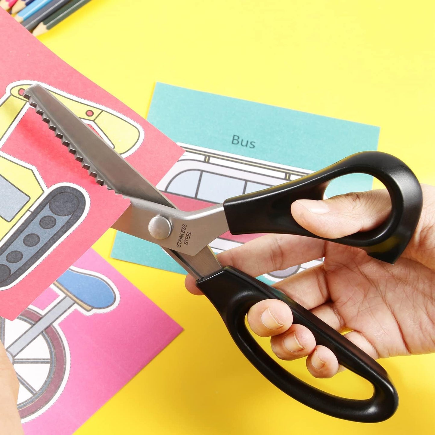 Pinking Shears for Fabric Cutting, Zig Zag Scissors, Scrapbook Scissors Decorative Edge for Adults, Great for Many Kinds of Sewing Fabrics Leather and Craft Paper, Professional Handheld Dressmaking