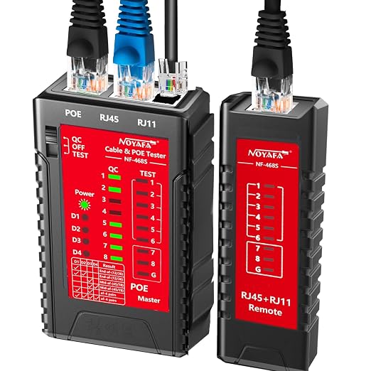 NOYAFA NF-468S Network Cable Tester, RJ12 RJ11 RJ45 Ethernet Cable Tester by NOYAFA