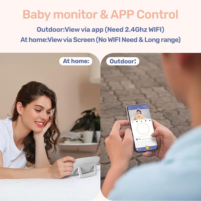 1080P WiFi Baby Monitor with Camera and Audio, Pan-Tilt-Zoom Video Camera - Image 2