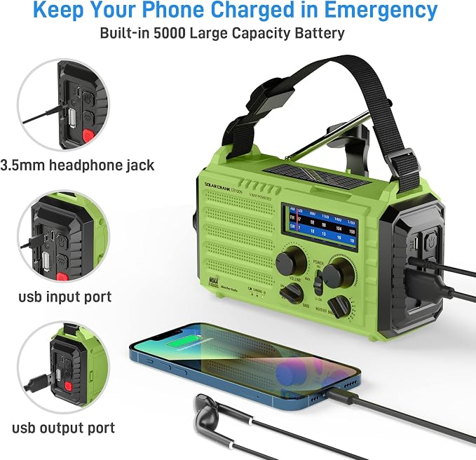 NOAA Weather Radio, Emergency Hand Crank Radio - Image 5