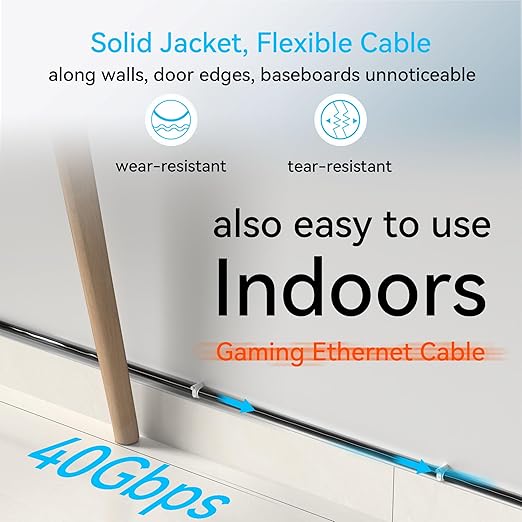 Sokqovt Cat 8 Ethernet Cable Slim 15ft Outdoor&Indoor, Pure Copper Cat8 - Image 6