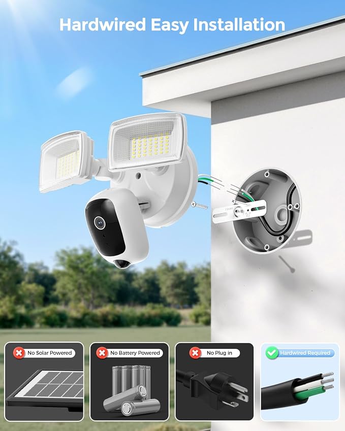 Onforu 2K Hardwired Floodlight Camera, 3500LM Motion Activated Outdoor Security - Image 4