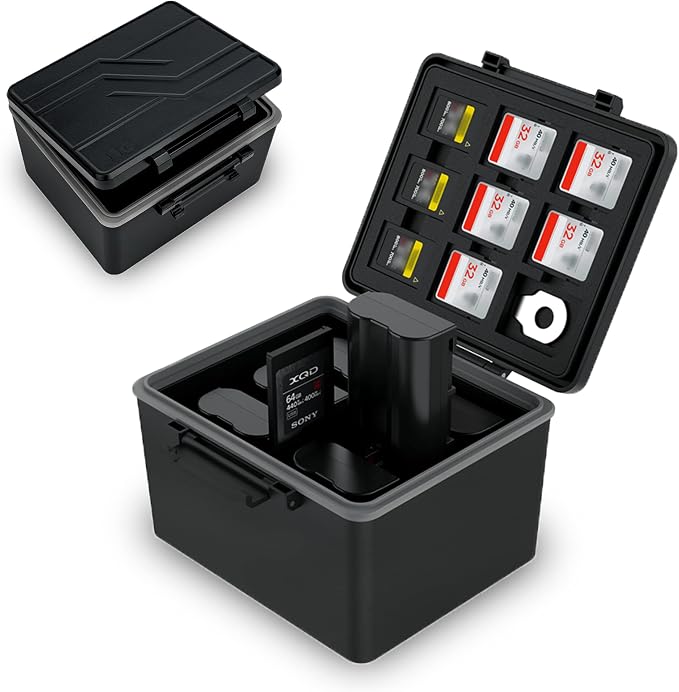 JJC DSLR Camera Battery & SD Micro SD XQD Card Case Holder by JJC