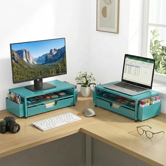 ECOLOVI Desk Organizer and Accessories, 2-Tier Computer Monitor Stand Rise - Image 5