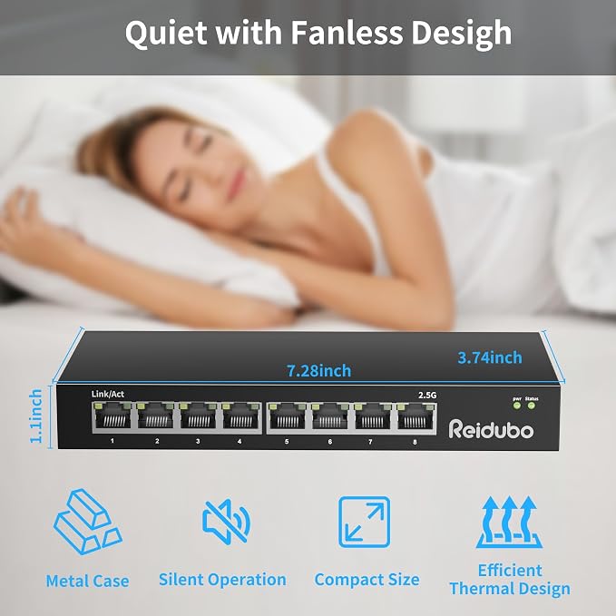 Ethernet Switch Unmanaged, 8 Port 2.5gb Switch, 60Gbps Switching Capacity - Image 6