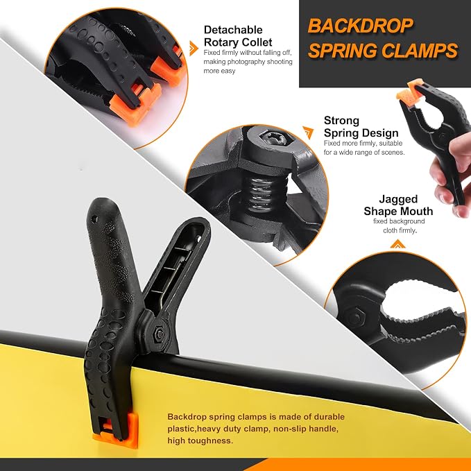 22Pcs Backdrop Kit with Clips, Rings & Spring Clamps - Image 4