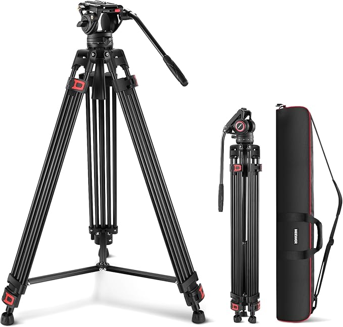 NEEWER 74" Video Tripod with Fluid Head, QR Plate, Aluminum Heavy Duty Camera by Neewer