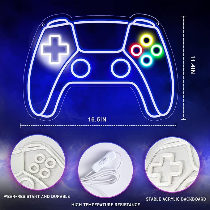 Gamer Neon Sign, Gamepad Shaped LED Neon Sign - Image 2