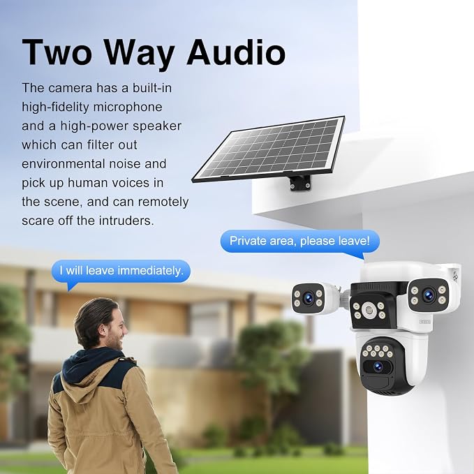 EVERSECU Solar Wireless Triple Lens WiFi PTZ Security Camera, Three Cameras in - Image 7