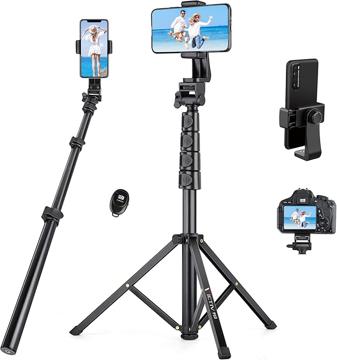 70" Phone Tripod with Remote & Holder, Portable Cell Phone Stand, Selfie Stick by Victiv