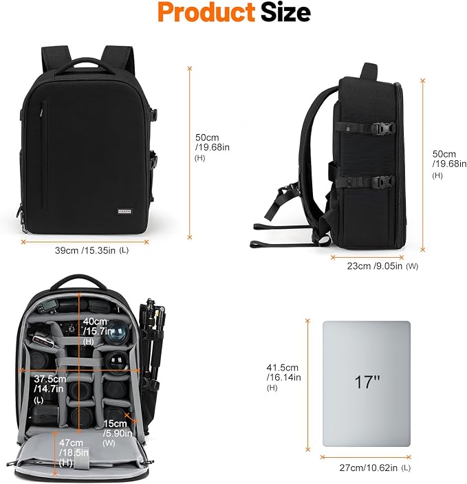 Cwatcun DSLR Camera Backpack，Large DSLR Camera Bag - Image 3