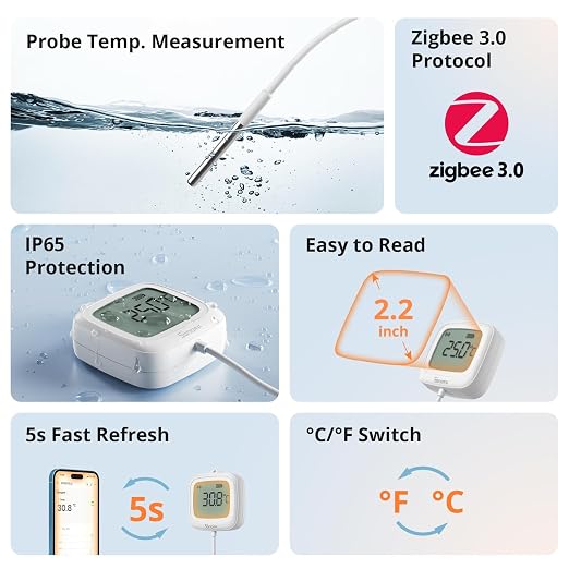 SONOFF SNZB-02LD Zigbee Waterproof Temperature Sensor - Image 3
