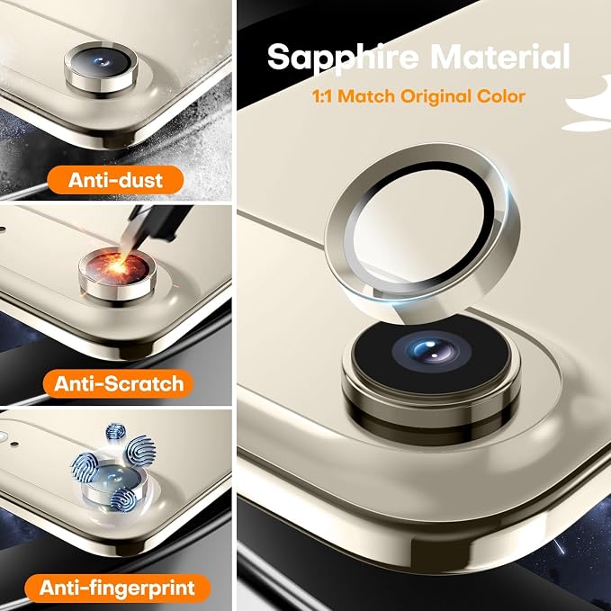 Camera Lens Protector for iPhone Air, Sapphire Glass Metal Individual Camera - Image 3