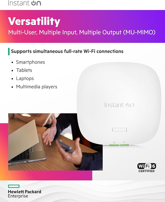 HPE Networking Instant On Access Point AP22 2x2 WiFi 6 Indoor Wireless Access - Image 5